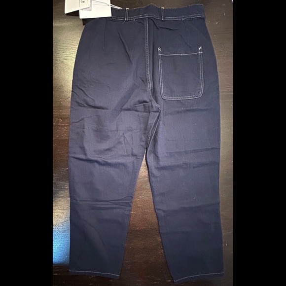 Sandrine Rose X Free People Blue/Blk French Worker Pant Pinstripe Patch Size 29 - Picture 5 of 14